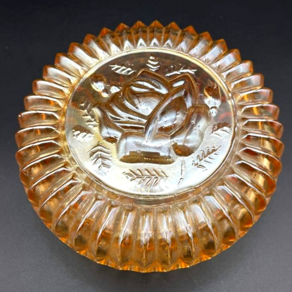 Vintage Jeanette Marigold Rose Lidded Dish